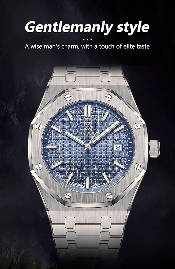 Poedagar Men's Waterproof Watch, Luxury Chic Watch, Analogue Watch, Stainless Steel Strap, Dial and Date, Stylish Modern Sport D