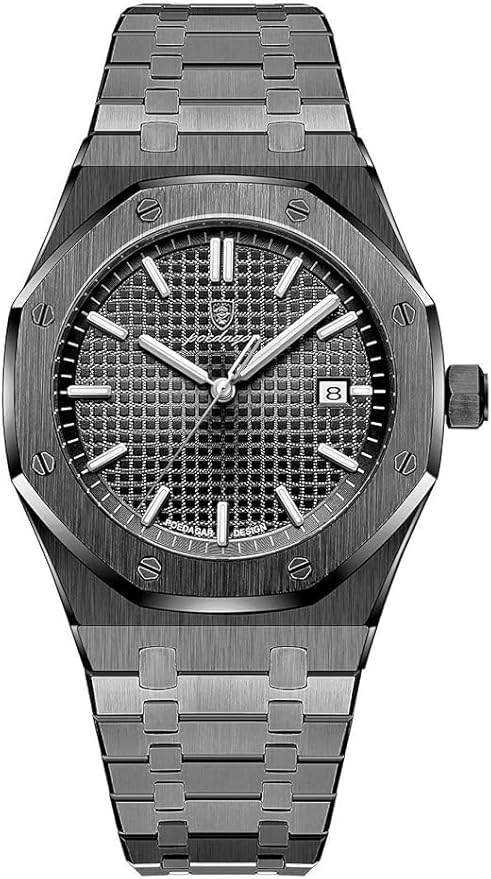 Poedagar Men's Waterproof Watch, Luxury Chic Watch, Analogue Watch, Stainless Steel Strap, Dial and Date, Stylish Modern Sport D